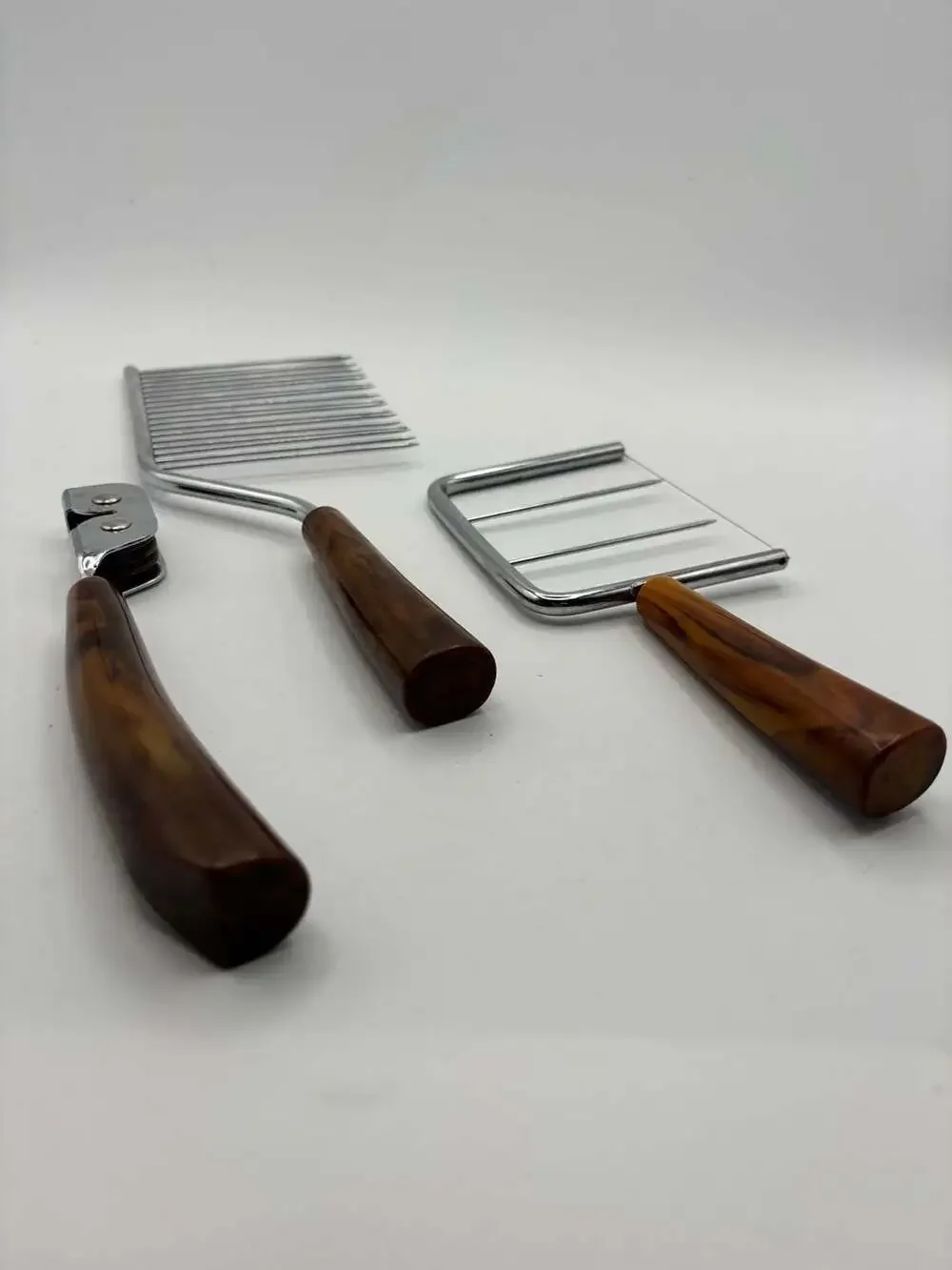 Vintage Schneider Toledo Angel Food Cake Breaker and Slicer Set with Faux Tortoi